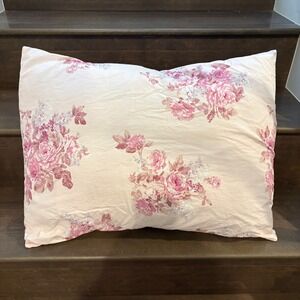 Simply Shabby Chic Pillow Sham Floral Roses Pink White Cottage Farmhouse